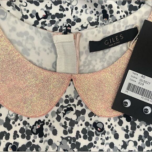 Giles Print Dress With Glitter Faux Collar & Details - Picture 5 of 6